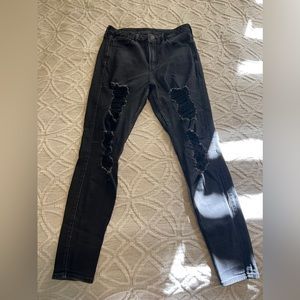 hollister black ripped skinny jeans womens 9R